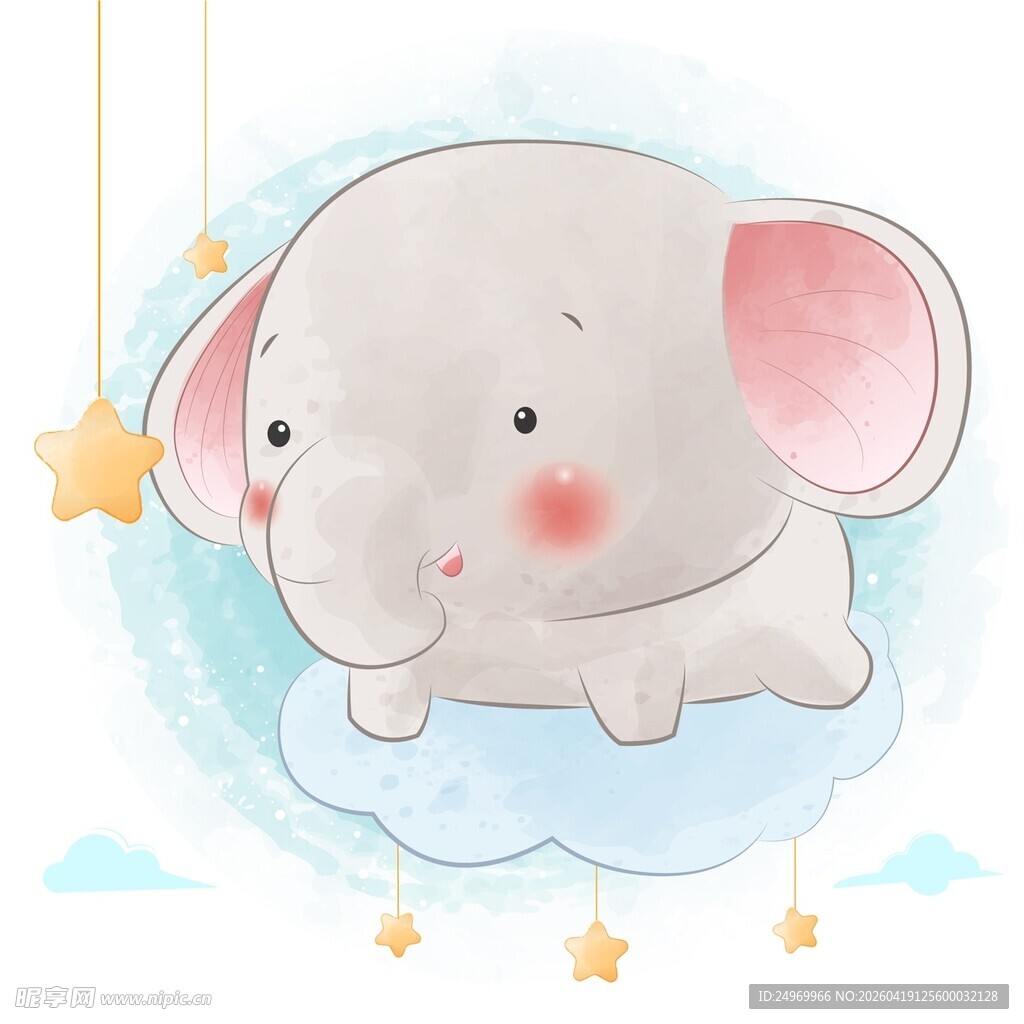 可爱小象云端梦幻场景