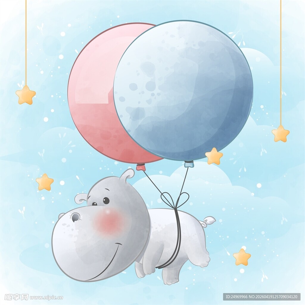河马乘气球遨游星空