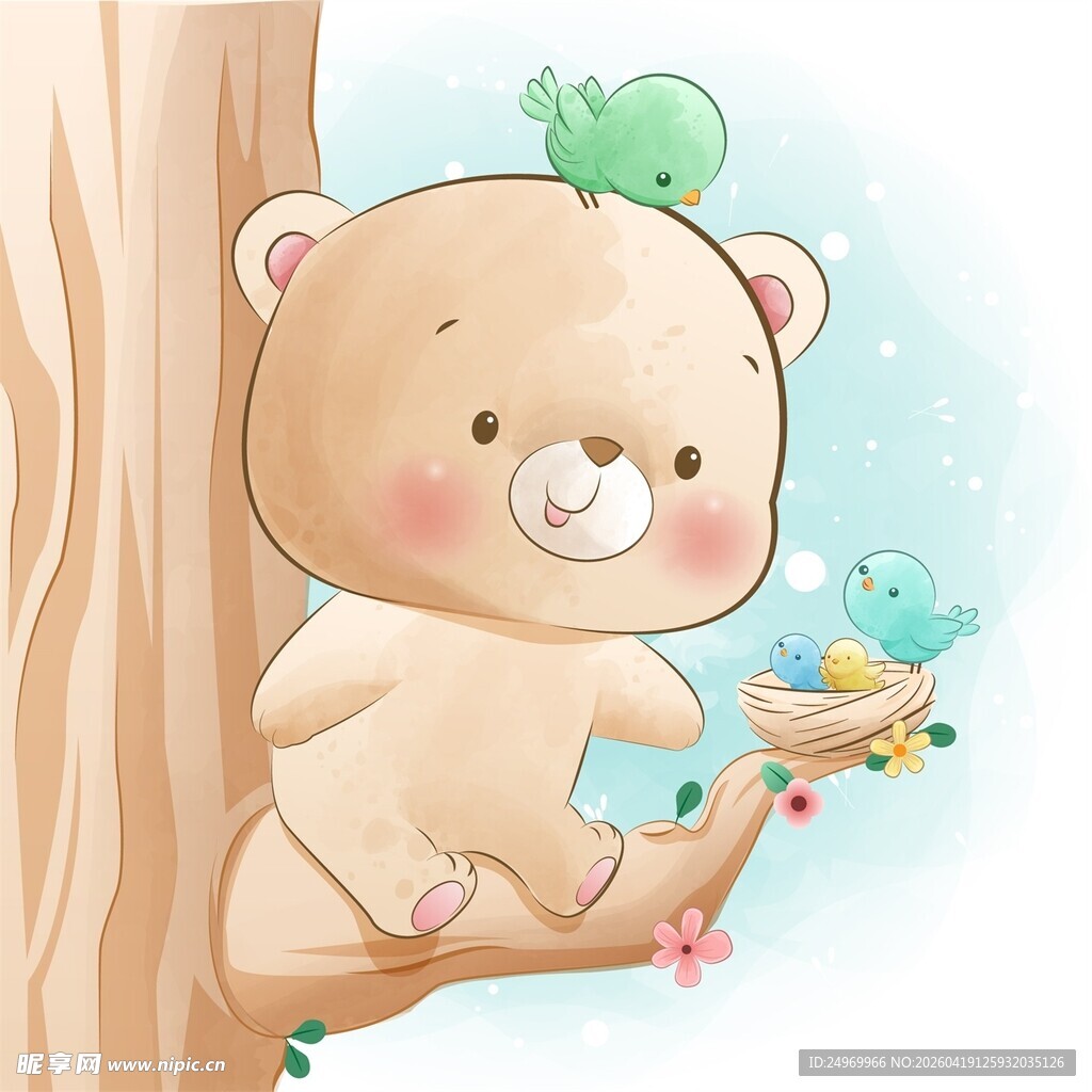 小熊树上的悠闲时光