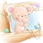 树上的母子鼠温馨时刻