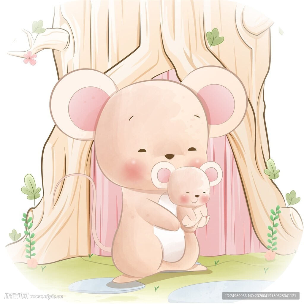 鼠妈妈与小鼠温馨相拥