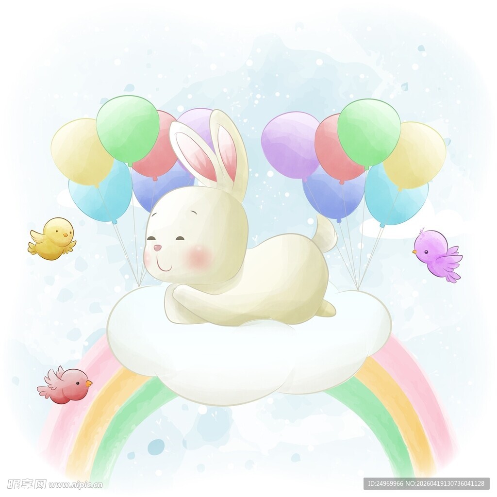 云朵上的梦幻小兔