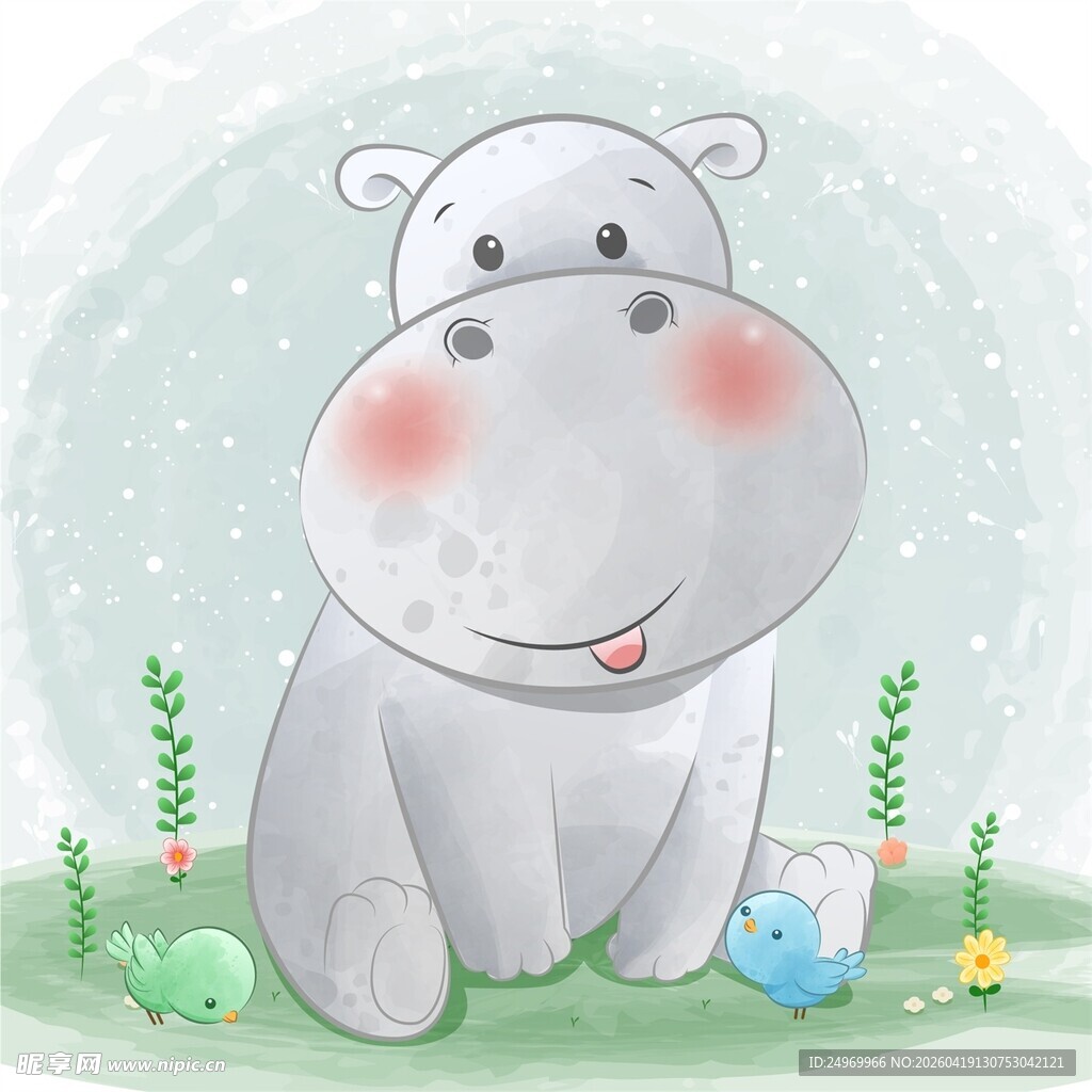 可爱河马卡通形象