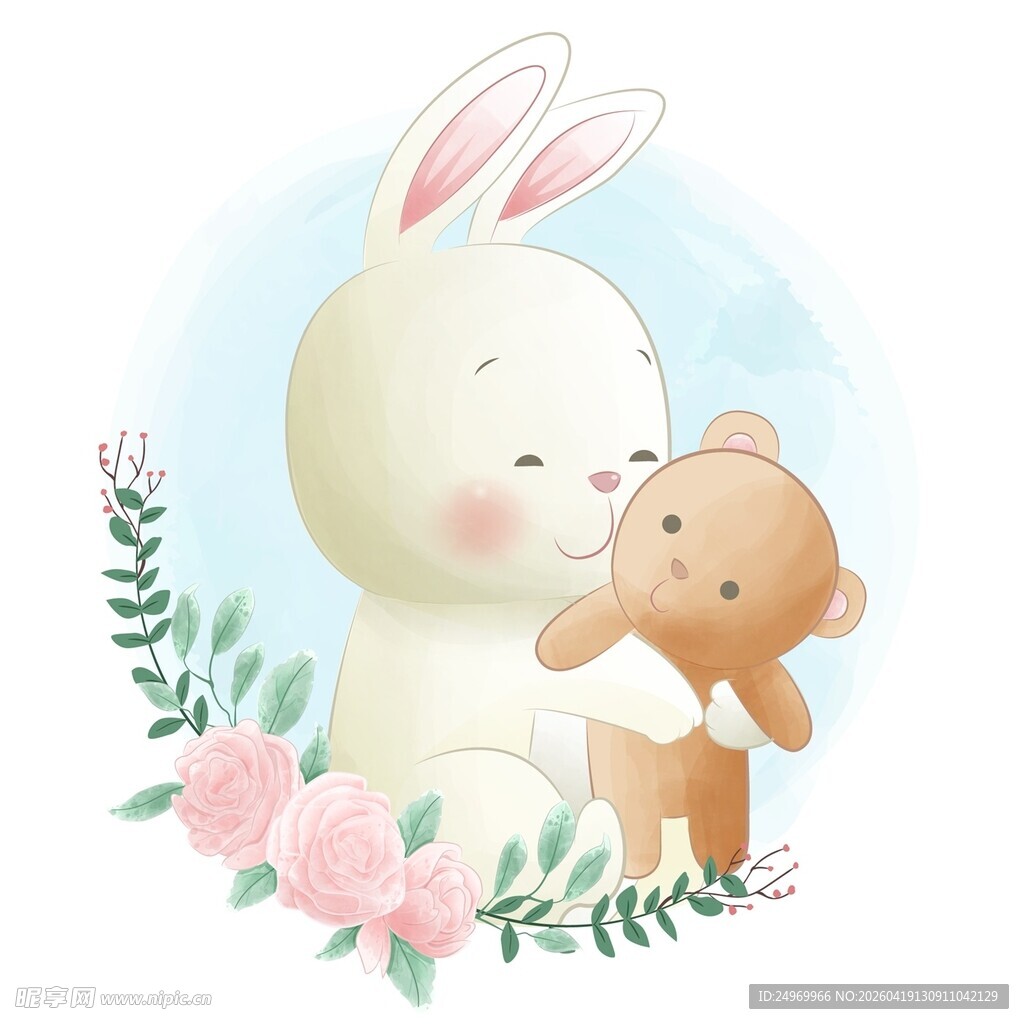 兔子与小熊的温馨画面