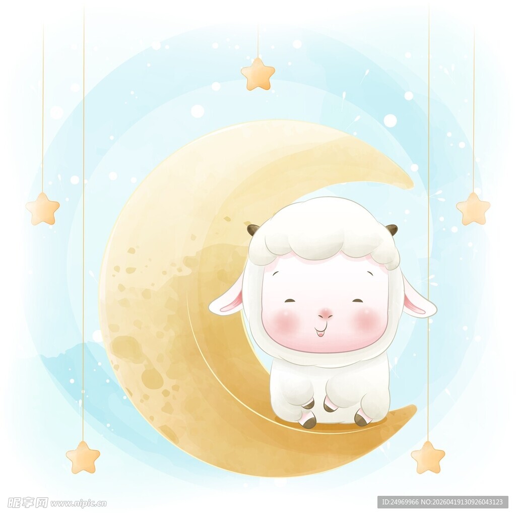 月亮上的可爱小羊