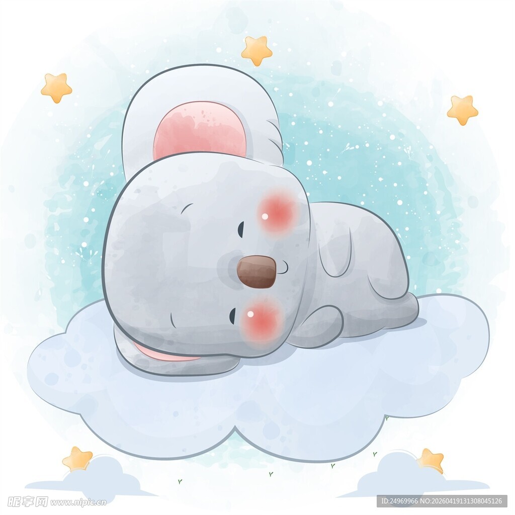 云朵上的萌睡小鲸鱼