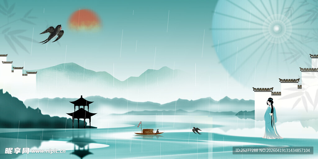 水墨山水间的诗意景致