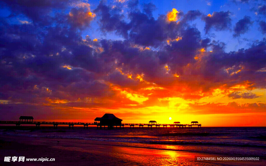 海边壮丽日落美景