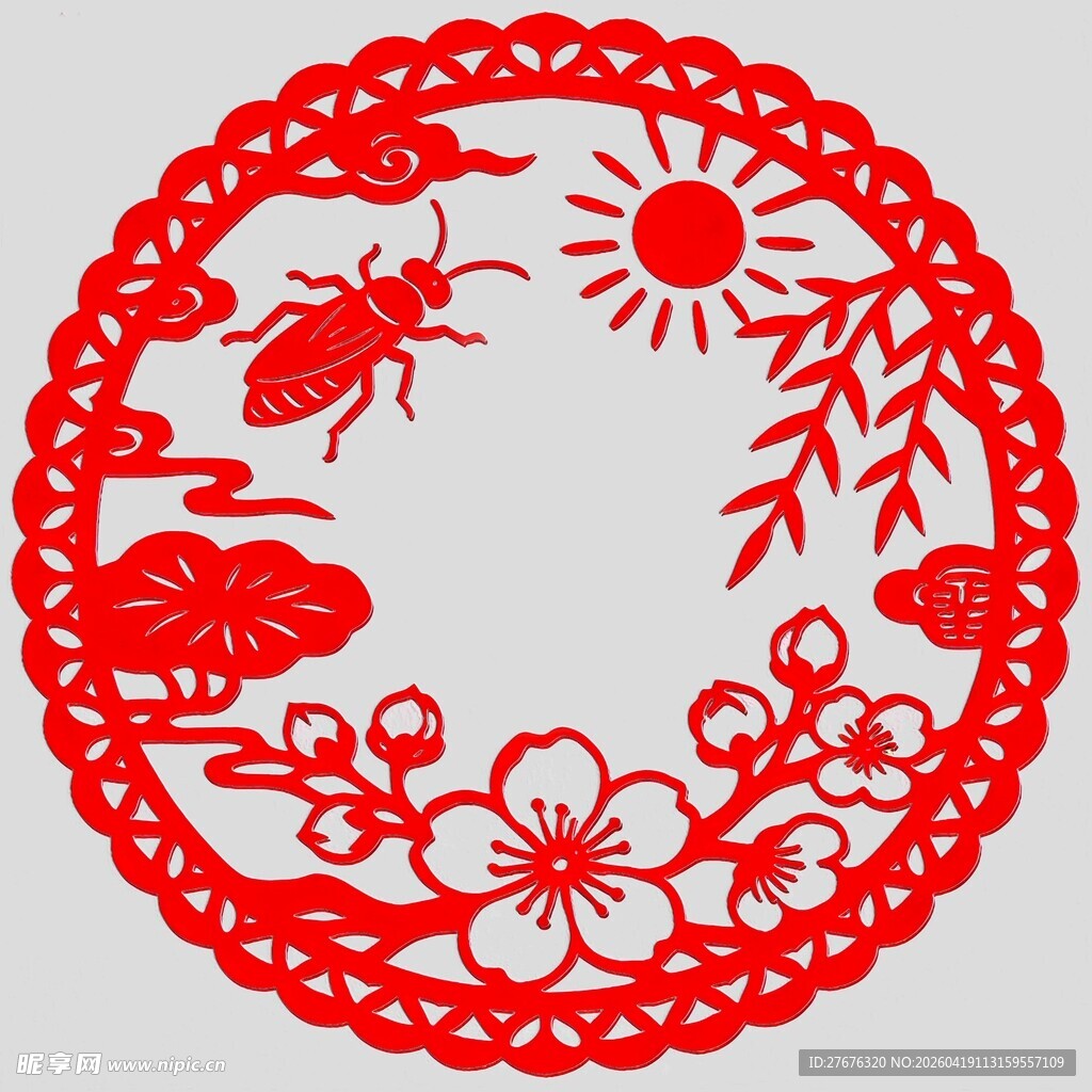 国潮传统古风矢量设计桃花荷叶昆