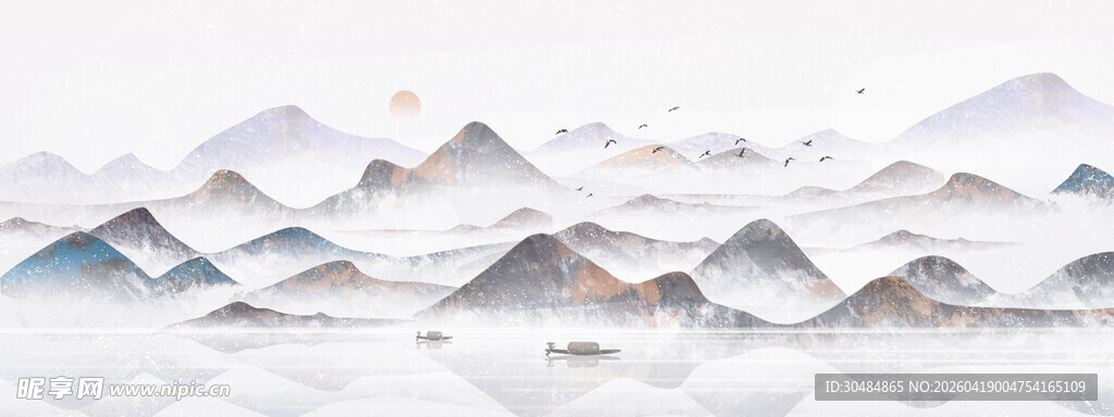 新中式山水背景墙