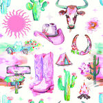 西部风情手绘元素集合