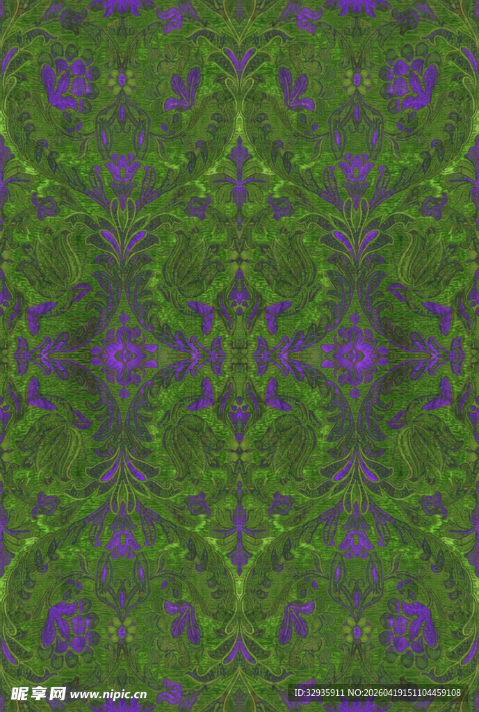 绿色紫色交织抽象花纹图案