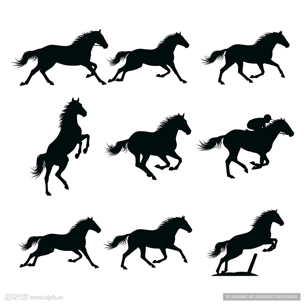 骏马剪影素材