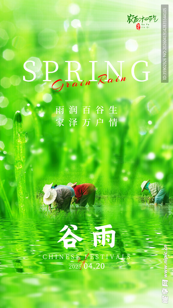 春日谷雨绿意花卉景象