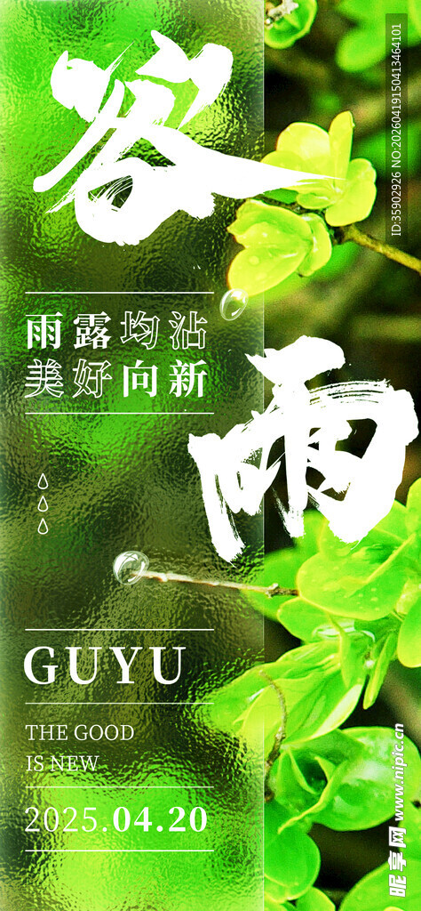 谷雨时节清新绿意海报