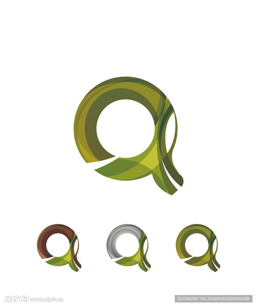 多彩Q字母标志设计