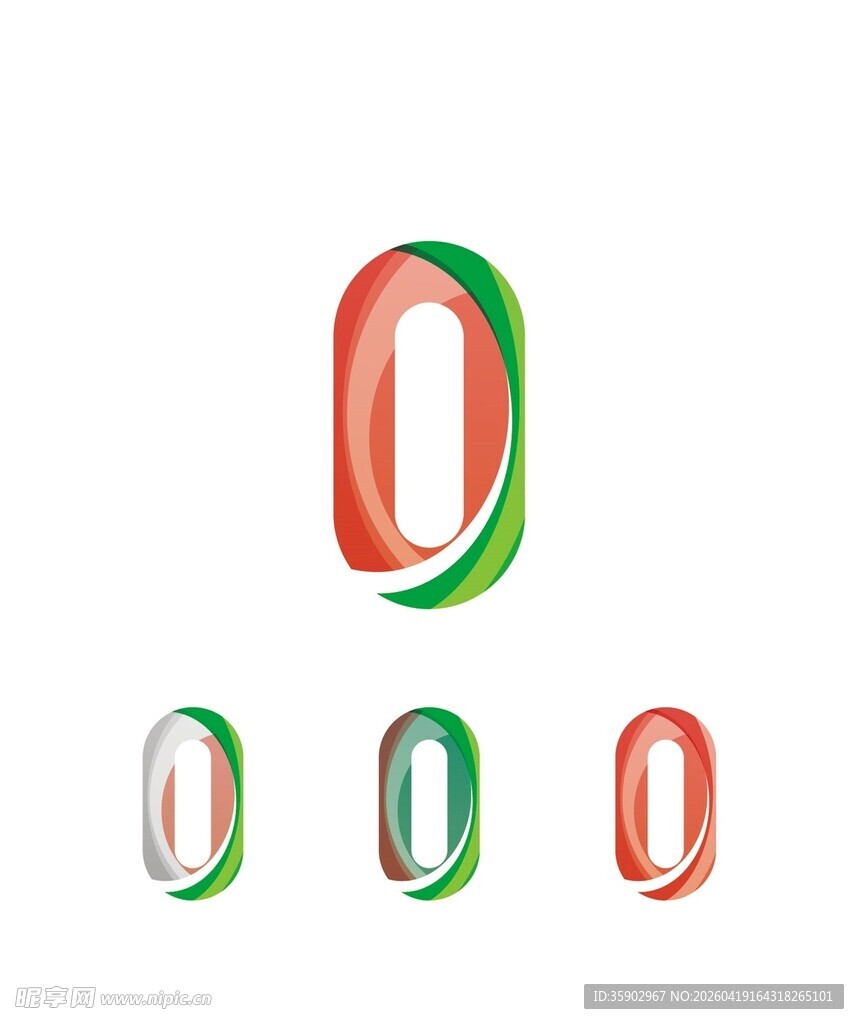多彩字母O标志设计