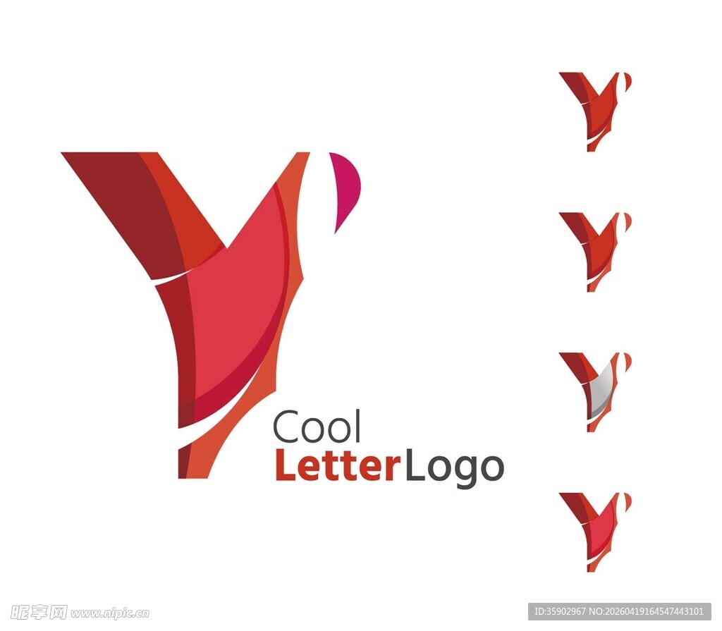 红色酷炫字母Y标志设计