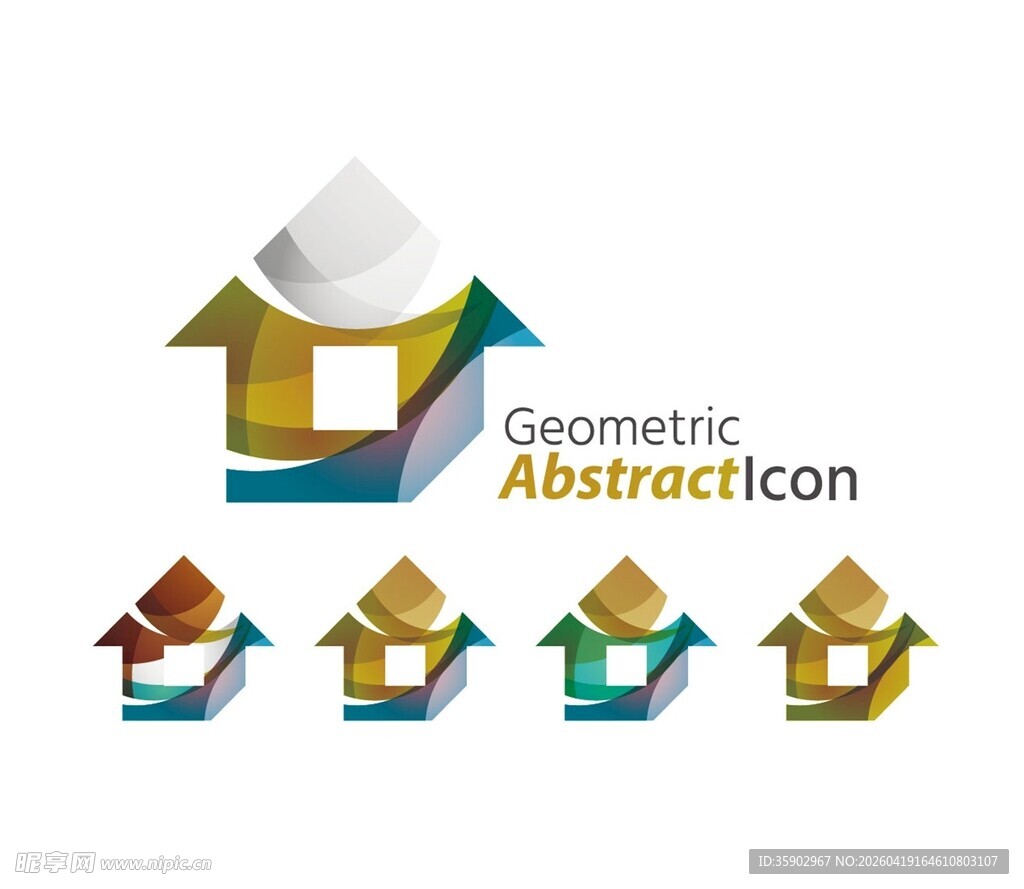 几何抽象房屋图标集