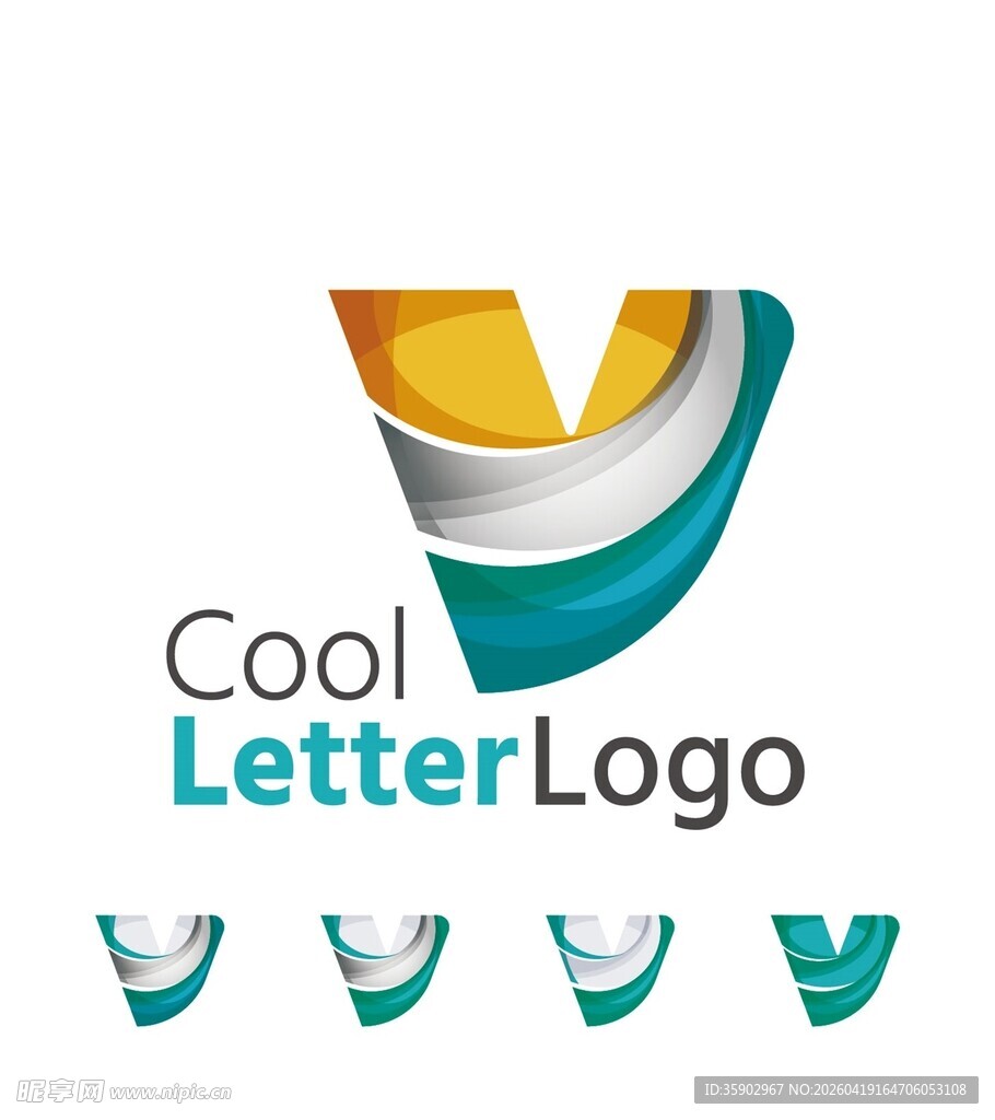 酷炫字母V标志设计