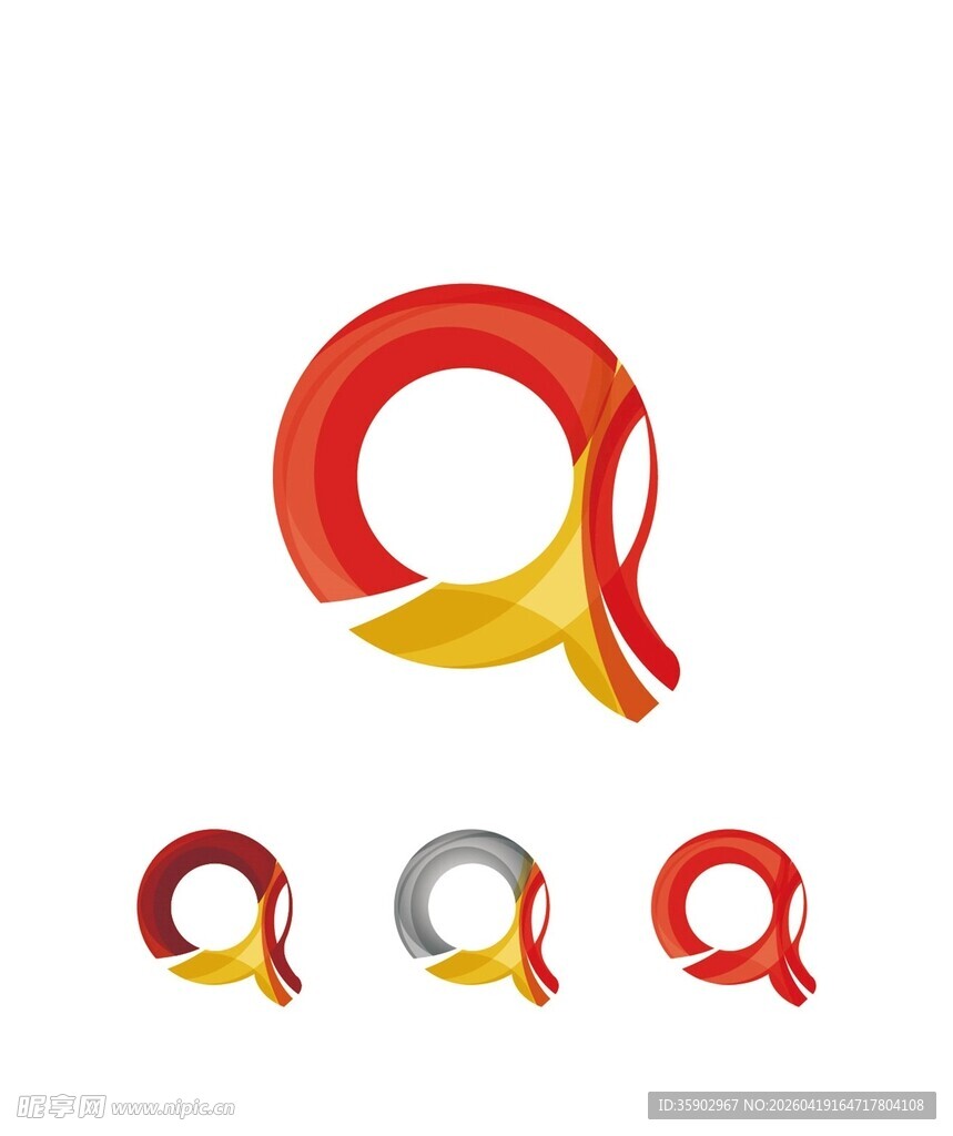 多彩Q字母标志设计