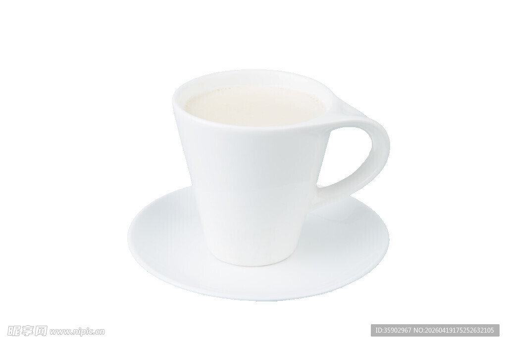 白色陶瓷杯配碟装饮品