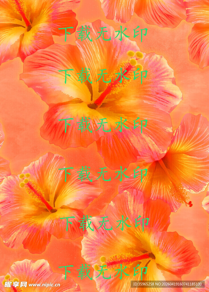 橙黄色扶桑花图案背景