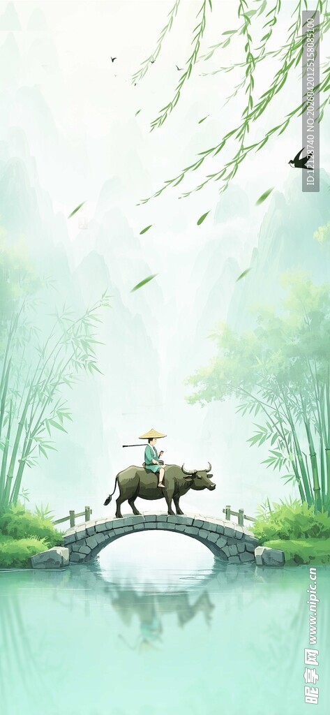 水墨山水间的诗意小桥