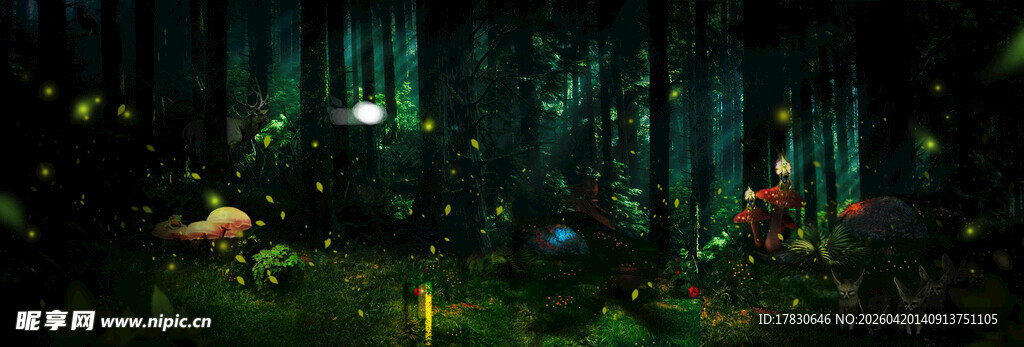 梦幻森林中的奇幻光影世界