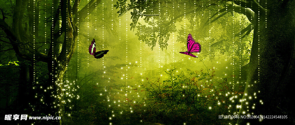 梦幻森林中的奇幻场景