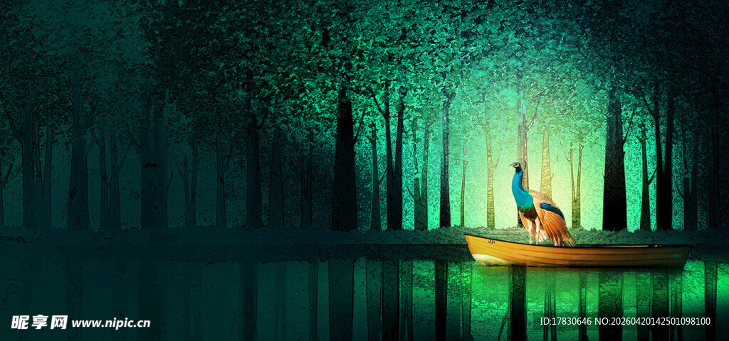 静谧森林中的奇幻小船