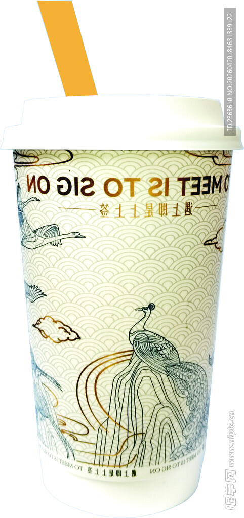 古风图案纸质咖啡杯