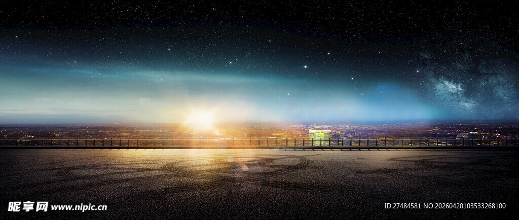 壮丽星空下的日出美景