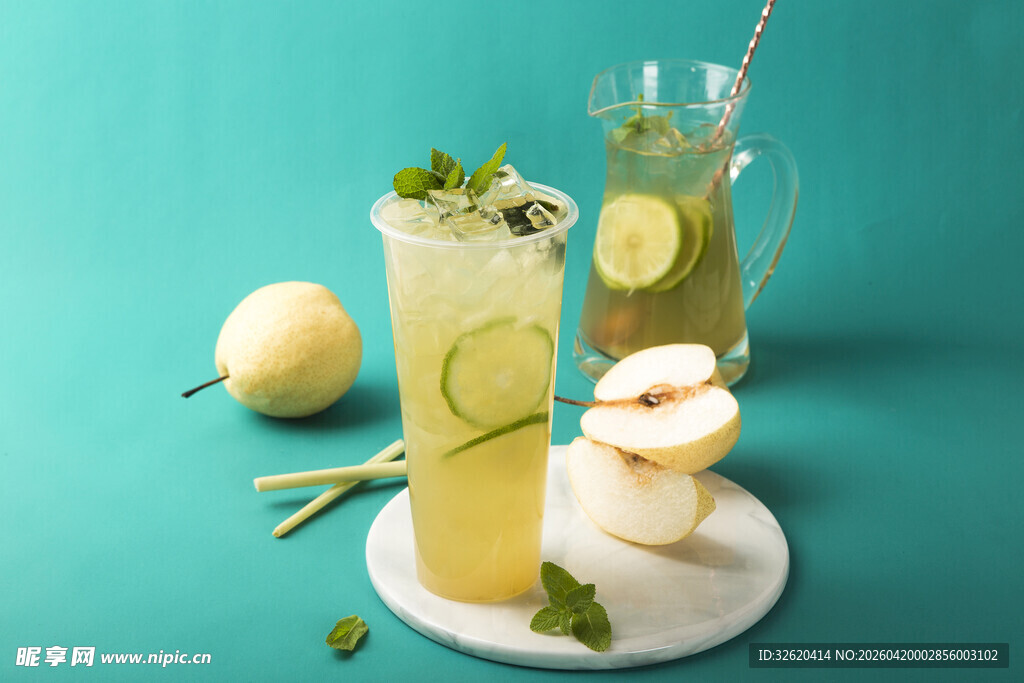 雪梨青柠薄荷饮