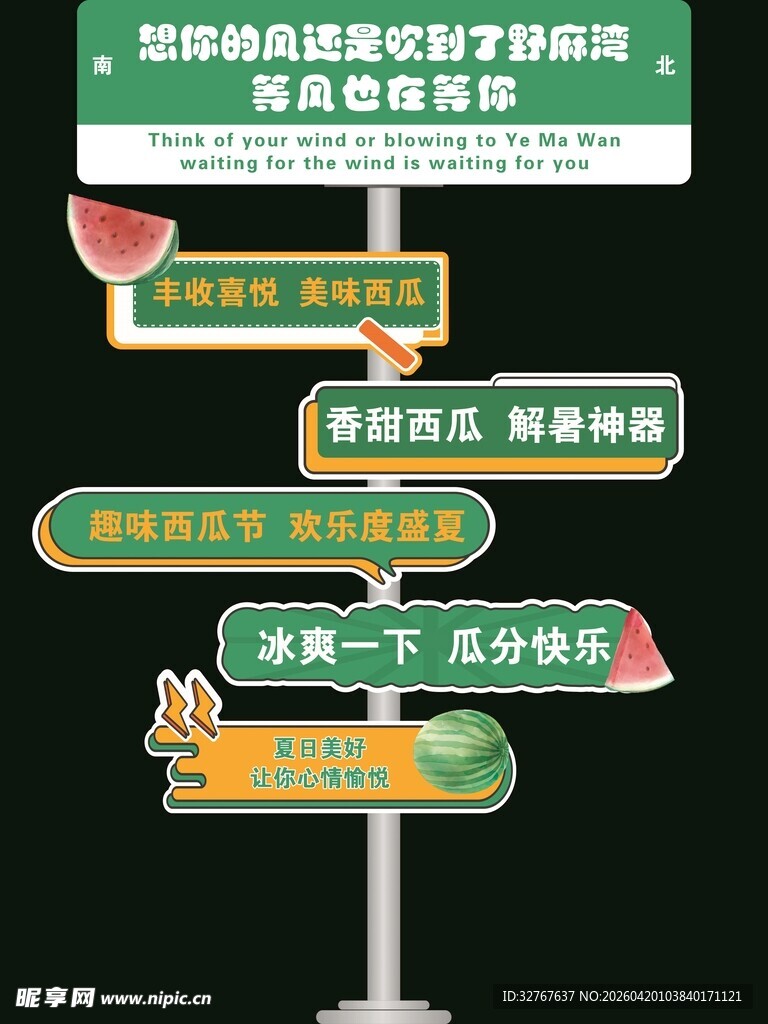 夏日西瓜节指示牌