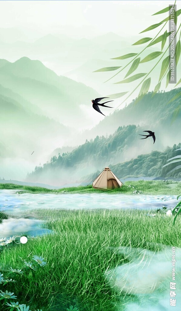 水墨山水间的悠然景致