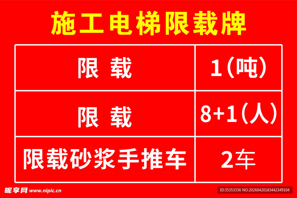 施工电梯限载牌信息展示