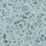浅蓝色花卉佩斯利图案布料