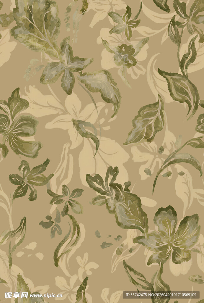 复古花卉图案布料