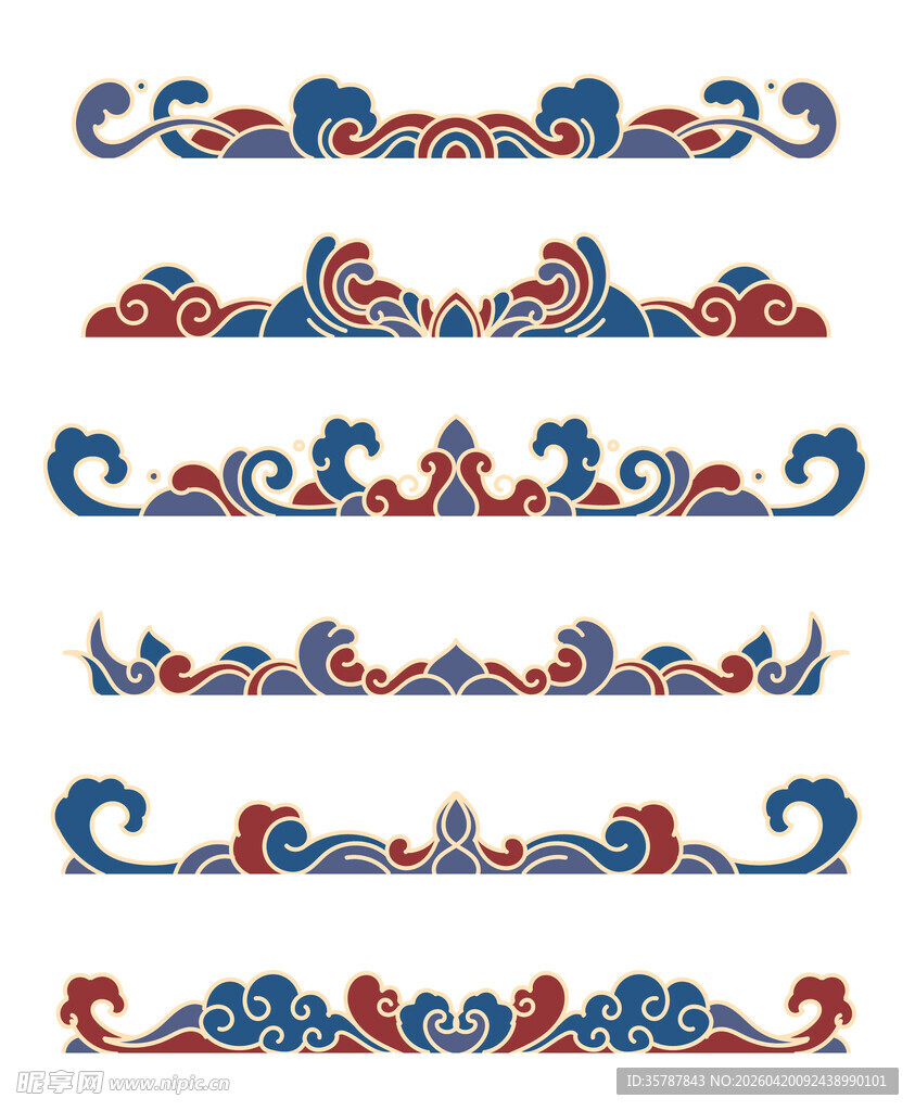 中式传统波浪纹图案设计