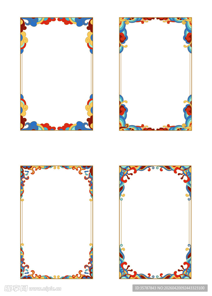 多彩花卉边框图案集合