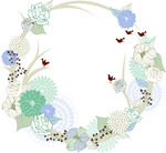 清新花卉环形装饰图案