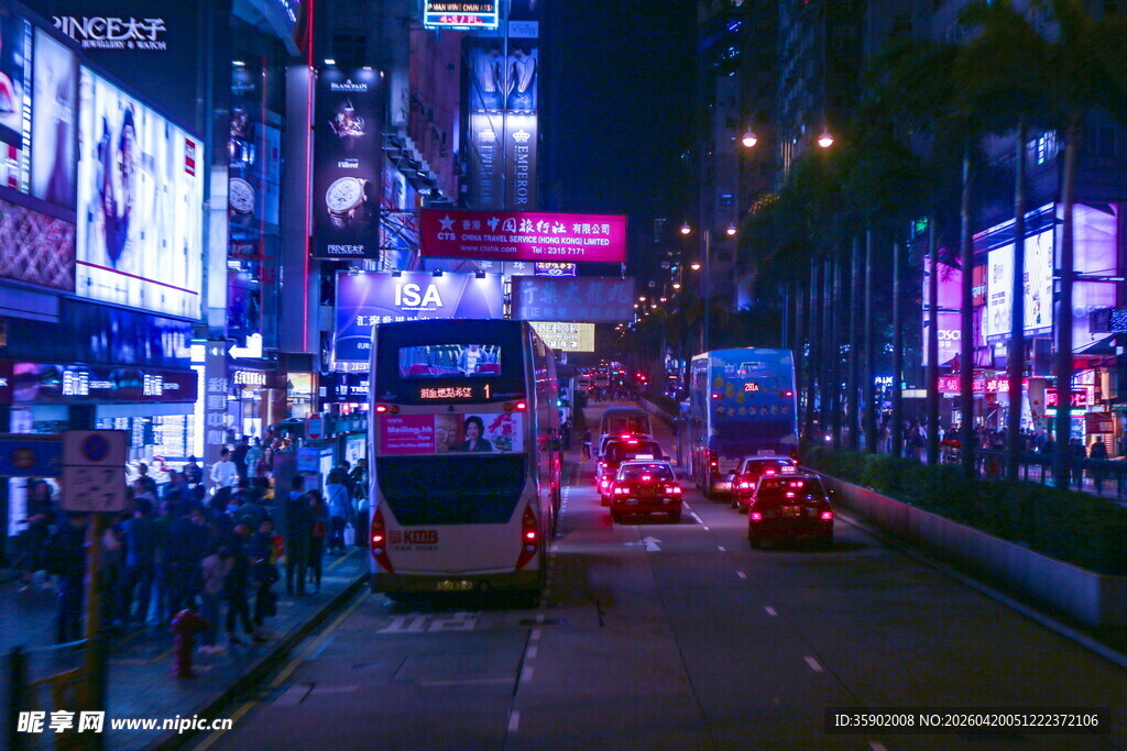 繁华都市夜景中的街道