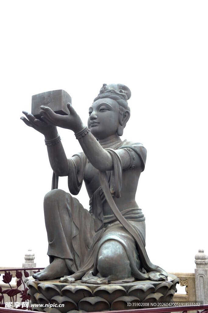 跪地托物雕像
