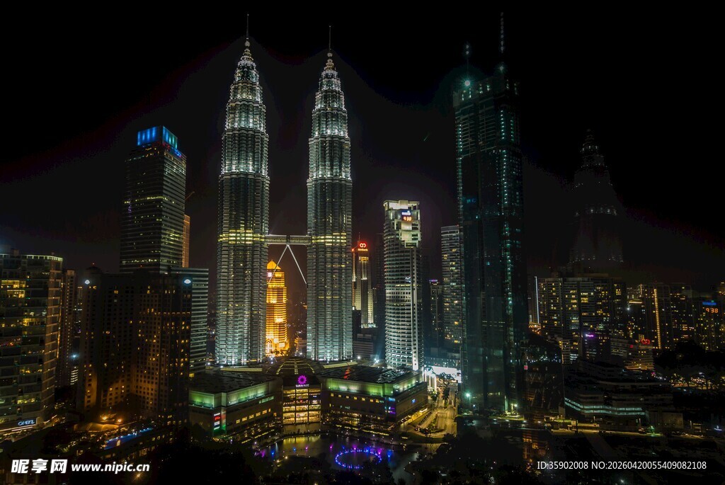 吉隆坡双子塔璀璨夜景