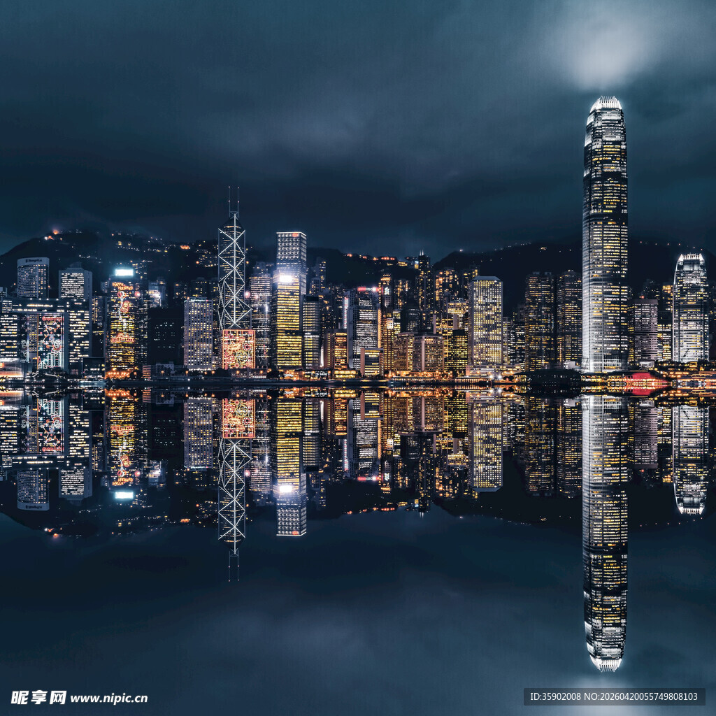 夜幕下璀璨的城市天际线