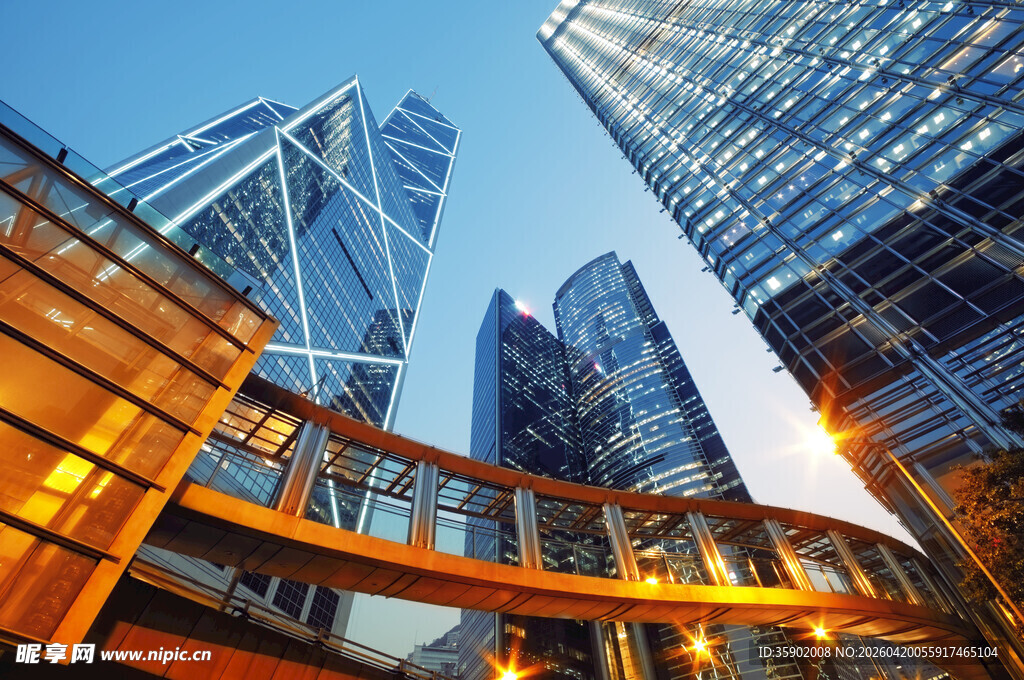 都市摩天大楼夜景