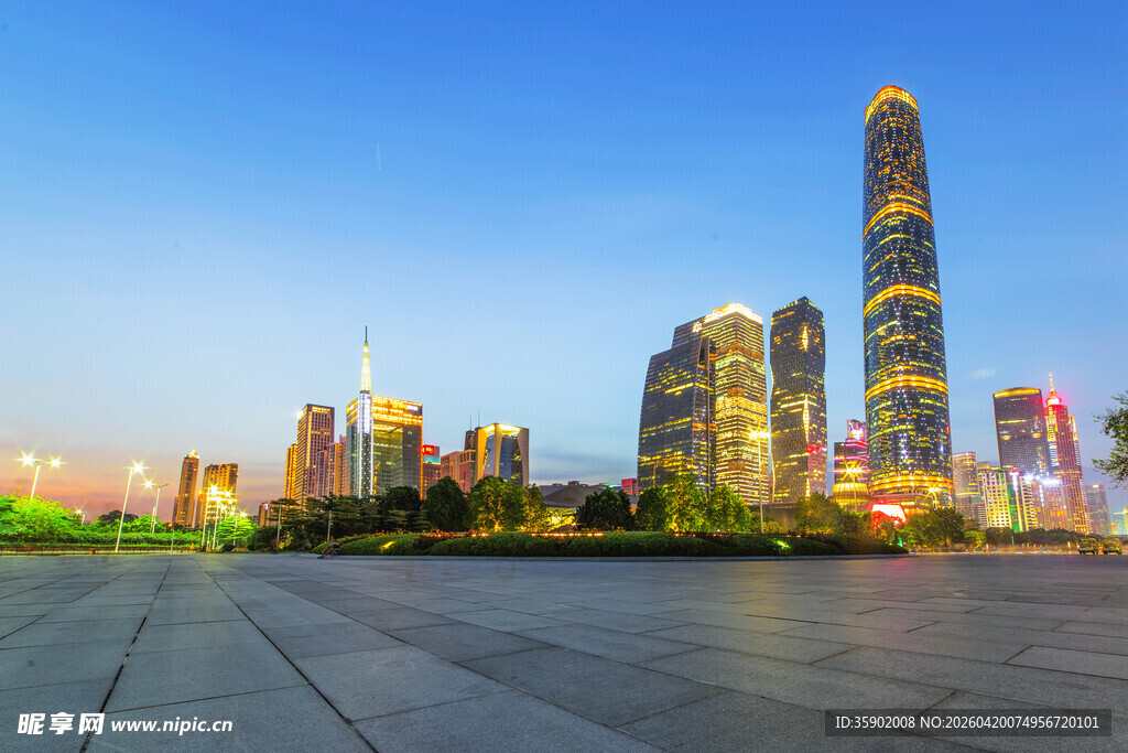 广州城市天际线夜景风光