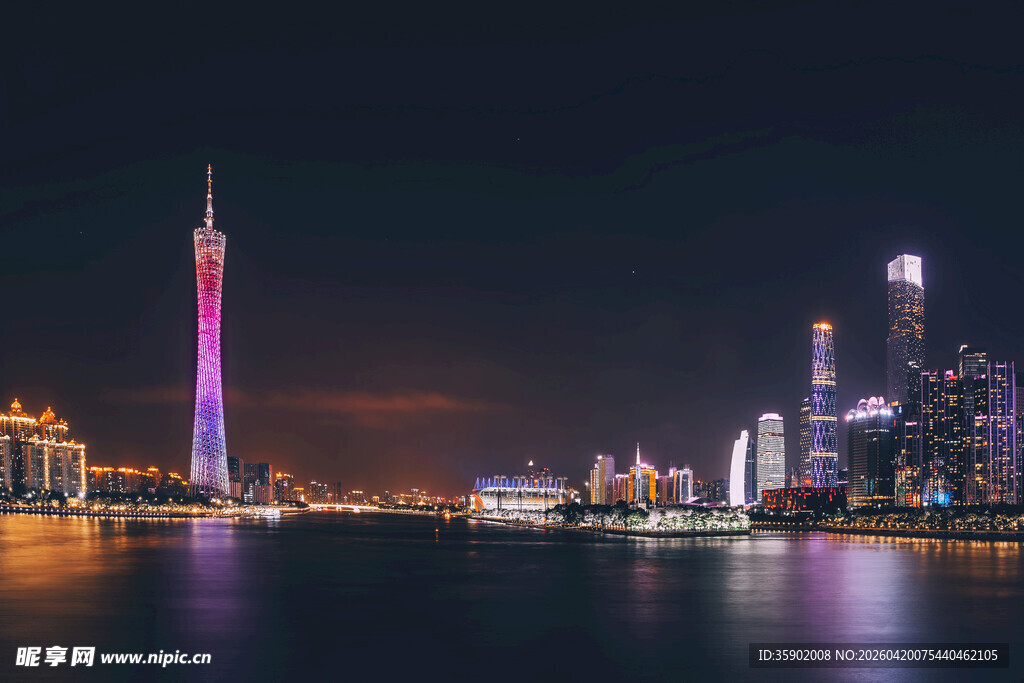 广州夜景璀璨城市风光
