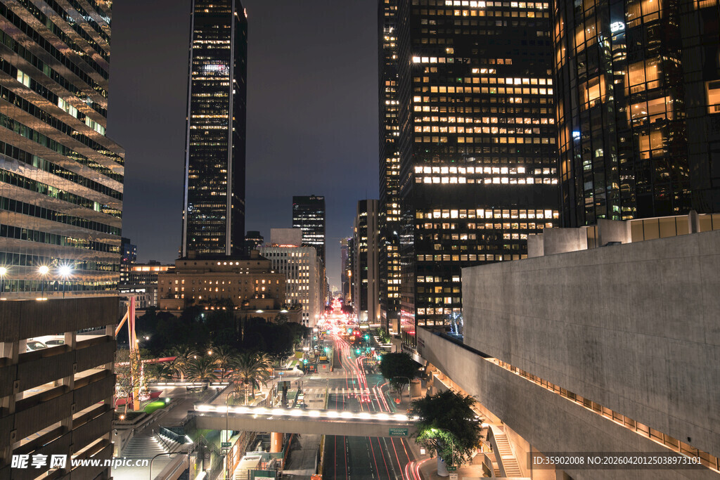 都市夜景繁华街道景象
